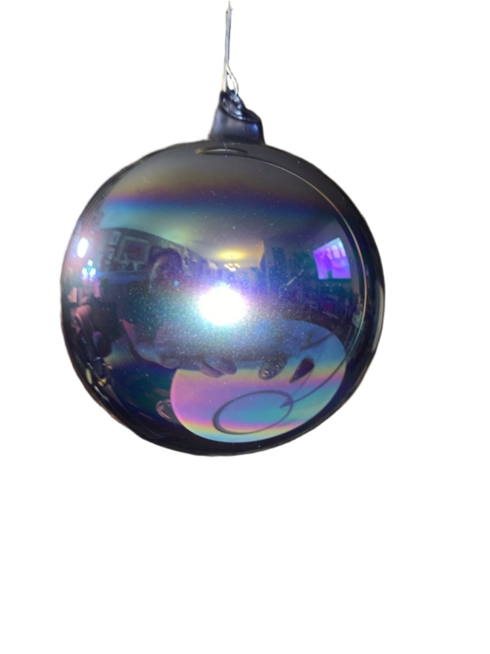 Unbranded Iridescent Blown Glass Ball Ornament One Size